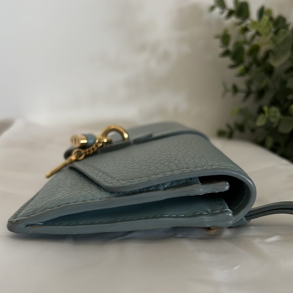 Authentic 💯 Chloe Light Bluish Green Aby Lock Long Wallet - Picture 4 of 12